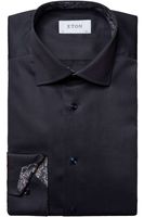 ETON Slim Fit Overhemd Marine, Effen