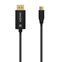 AISENS - A109-0686 - converterkabel aluminium USB-C naar displayport 8K @60Hz, USB-C/M-DP/M, zwart, 0,8M