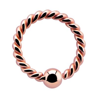 Ball closure ring met fixed ball Met roségoud verguld chirurgisch staal Piercingringen
