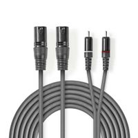 Nedis COTH15210GY30 Xlr-audiokabel 2x Xlr 3-pins Male - 2x Rca Male 3,0 M Grijs