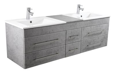 Saniclear Ophelia dubbel Badkamermeubel 150cm 2 kraangaten beton Saniclear Ophelia dubbel Badkamermeubel 150cm 2 kraangaten beton