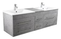 Saniclear Ophelia dubbel Badkamermeubel 150cm 2 kraangaten beton