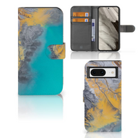 Google Pixel 8 Bookcase Marble Blue Gold