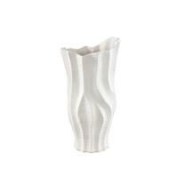 PTMD Merc White ceramic pot wavy ribbed high S - thumbnail