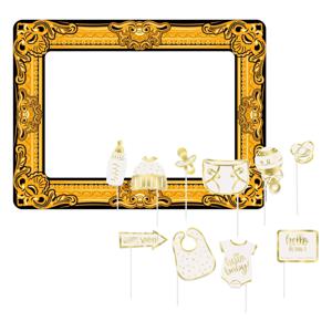 Babyshower foto prop set met frame - 11-delig - opblaasbare fotolijst - photo booth accessoires