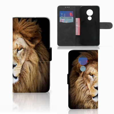 Motorola Moto G7 Power Telefoonhoesje met Pasjes Leeuw Motorola Moto G7 Power Telefoonhoesje met Pasjes Leeuw