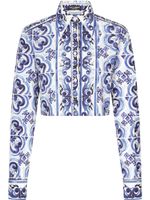 Dolce & Gabbana chemise crop à imprimé Majolica - Bleu