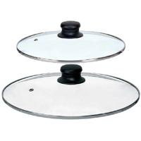 Universele pannendeksel set - 2x stuks - Dia 28/24 cm - glas - stoomgaatje