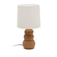 Kave Home - Madsen-tafellamp van terracotta met witte lampenkap - thumbnail