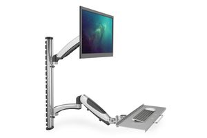 Digitus DA-90354 Monitor-wandbeugel 1-voudig 38,1 cm (15) - 68,6 cm (27) Zwart, Zilver In hoogte verstelbaar, Toetsenbordhouder, Kantelbaar, Zwenkbaar,