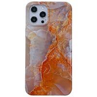 iPhone SE 2022 hoesje - Backcover - Softcase - Marmer - Marmerprint - TPU - Oranje - thumbnail