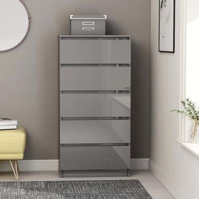 vidaXL Ladekast 60x35x121 cm spaanplaat hoogglans grijs vidaXL Ladekast 60x35x121 cm spaanplaat hoogglans grijs