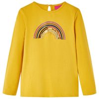 Kindershirt met lange mouwen regenboogprint 92 okerkleurig - thumbnail