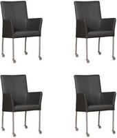 Set van 4 Donkergrijze leren moderne eetkamerstoelen Comfort - Toledo Leer Antracite (donkergrijs leer) - thumbnail