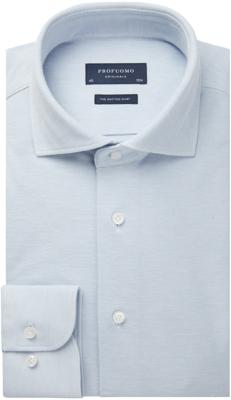 Profuomo Originale Gebreid Overhemd Lichtblauw Pique Cutaway Slim Fit