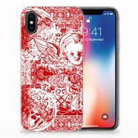 Silicone Back Case Apple iPhone X | Xs Angel Skull Rood - thumbnail