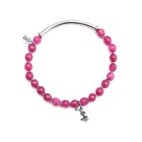 CO88 Collection 8CB-90048 - Natuurstenen armband met staal elementen - Jade 6 mm en joy bedel - one-size - roze / zilverkleurig