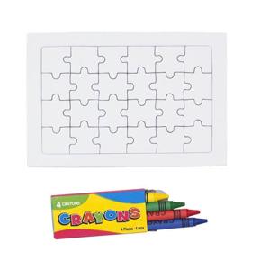 DIY puzzel set met krijtjes - 24 blanco stukjes - zelf tekenen - 15 x 10 cm - speelgoed cadeau