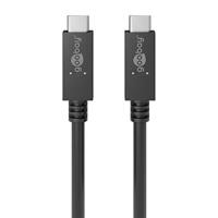 GOOBAY 492525 SuperSpeed USB-C-stekker, 100 W, PD, 0,5 m, zwart, zwart