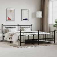 Bedframe met hoofd- en voeteneinde metaal zwart 200x200 cm - thumbnail