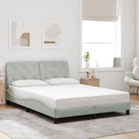 vidaXL Bedframe met hoofdeinde fluweel lichtgrijs 140x200 cm, bed, bed ombouw, eenpersoonsbed, bedbodem, slaapkamermeubel, 1 persoonsbed, logeerbed