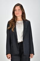 Forte_Forte blazer met lurex en geruite print zwart