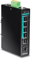 TRENDnet 5-poorts geharde industriële Gigabit PoE + -DIN-rail switch, TI-PG541, 120 W stroombudget, 1 x SFP-slot, Ethernet-schakelaar met beschermingsklasse IP30, Gigabit PoE + netwerkschakelaar