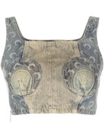 Marine Serre haut bustier Regenerated en jean - Bleu - thumbnail