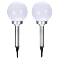 Set van 2x stuks solar tuinlampen/prikspots bol op zonne-energie 15 cm - thumbnail