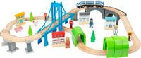 Junior collectie - complete houten treinbaan met brug - thumbnail