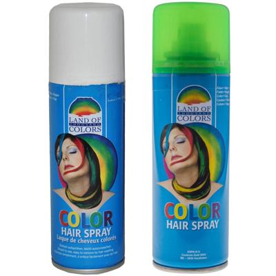 Set van 2x kleuren carnaval haarverf/haarspray van 111 ml - Wit en Groen Set van 2x kleuren carnaval haarverf/haarspray van 111 ml - Wit en Groen