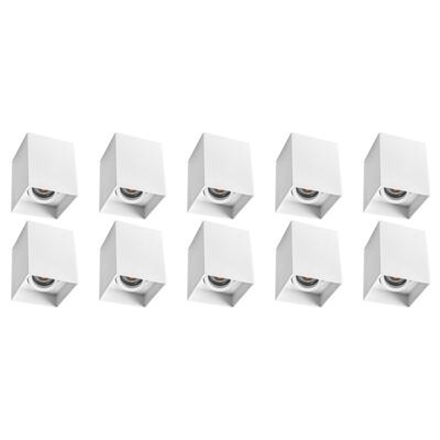 Opbouwspot 10 Pack - Pragmi Luxina Pro - GU10 Fitting - Opbouw Vierkant - Mat Wit - Aluminium - Verdiept - Kantelbaar - Opbouwspot 10 Pack - Pragmi Luxina Pro - GU10 Fitting - Opbouw Vierkant - Mat Wit - Aluminium - Verdiept - Kantelbaar -