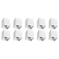 Opbouwspot 10 Pack - Pragmi Luxina Pro - GU10 Fitting - Opbouw Vierkant - Mat Wit - Aluminium - Verdiept - Kantelbaar -