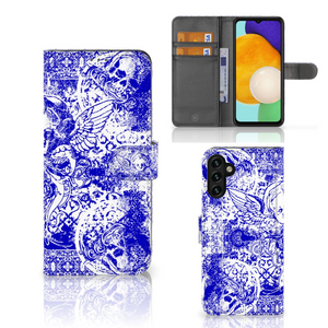 Telefoonhoesje met Naam Samsung Galaxy A04s | Samsung Galaxy A13 5G Angel Skull Blauw