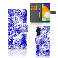 Telefoonhoesje met Naam Samsung Galaxy A04s | Samsung Galaxy A13 5G Angel Skull Blauw - thumbnail