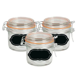 Weckpot/inmaakpot - 4x - 200 ml - glas - met beugelsluiting - incl. etiketten