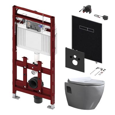 Tece 200 Toiletset - Inbouw WC Hangtoilet Wandcloset Daley Flatline - Elektronische sen-Touch Bedieningsplaat Zwart Tece 200 Toiletset - Inbouw WC Hangtoilet Wandcloset Daley Flatline - Elektronische sen-Touch Bedieningsplaat Zwart