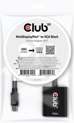 CLUB3D MiniDisplayPort™ to VGA Black Active Adapter M/F