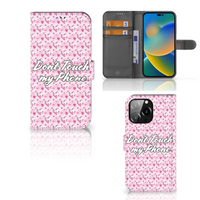 iPhone 14 Pro Max Portemonnee Hoesje Flowers Pink DTMP - thumbnail