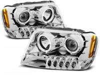Tuning-Tec Koplampen dual halo rims CHRYSLER JEEP GRAND CHEROKEE 99-05 05 ANGEL EYES CHROOM