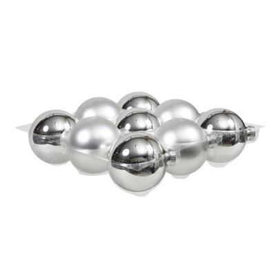 9x Glazen Kerstballen Mat En Glans Zilver 10 Cm - Kerstbal