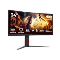AOC Gaming CU34G4Z - 34 inch WQHD Curved Monitor, 240 Hz, FreeSync Prem., HDR400 (3440 x 1440, 1ms GtG, 2x HDMI 2.1, 1x DisplayPort 1.4, USB-hub) zwart-rood