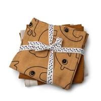 Done by Deer hydrofiele spuugdoekjes 70x70 Deer friends (set van 3) Mustard