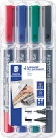 Staedtler Lumocolor Duo 348, permanent marker, doos van 4 stuks in geassorteerde kleuren