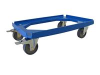 ALUTEC Carrello per scatole in plastica (per scatole da 610x410 mm, portata 250 kg, ruote leggere, 2 con freno, ausilio al trasporto, blu) 05200