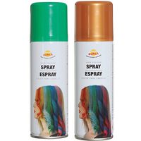 Carnaval verkleed haar verf/spray - groen en goud - spuitbus - 125 ml