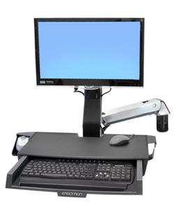 Ergotron StyleView® Sit-Stand Combo Monitor-wandbeugel 1-voudig 25,4 cm (10) - 61,0 cm (24) Zwart, Aluminium In hoogte verstelbaar, Toetsenbordhouder,