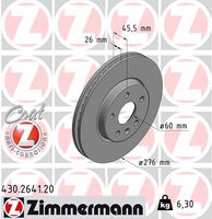 Remschijf COAT Z ZIMMERMANN, Remschijftype: Binnen geventileerd, u.a. für Opel, Vauxhall - thumbnail