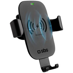 sbs mobile Auto-Halterung Wireless Gravity mit Schnellladung Ventilatierooster Telefoonhouder voor in de auto Met inductielader 55 - 90 mm