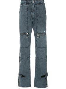 Off-White pantalon droit à détails de zips - Bleu